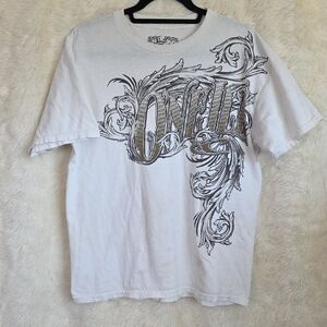 O'Neill White Short Sleeve Tee with Asian-Inspired Design